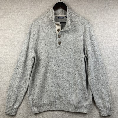 IZOD Henley Sweater Men's Extra Large Gray Cabincore Cozycore Classiccore Preppy-image