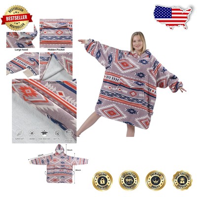 One Size Cozy Sherpa Hoodie Blanket - Perfect for Lounging & Outdoor Relaxation-image