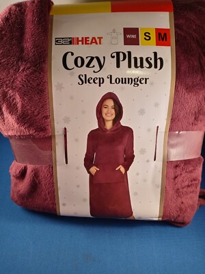 New 32 Degrees Heat Women’s Hooded Cozy Plush Sleep Lounger (Wine) Size S/M-image
