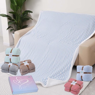 Sherpa Fleece Blanket, Checkered Grid Warmer Comfort Shaggy Soft Cozy Fuzzy F...-image
