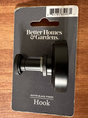 Better Homes & Gardens Grayson Coat Hook, Matte Black, 35 lb Limit-image