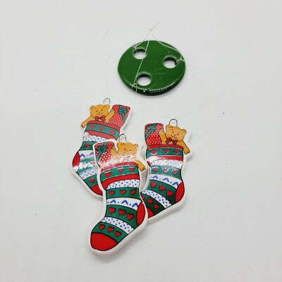 Vintage RUSS Miniature HOLIDAY WIND CHIME  CHRISTMAS Stockings Porcelain -image