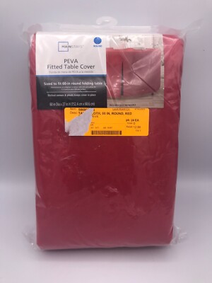 Mainstays PEVA Fitted Table Covers 60 Inch Round Fold Table  Red NEW-image