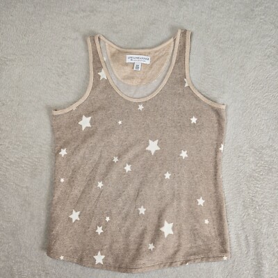 Live Love Lounge Pajamas Tank Womens Size Medium Tan Stars Soft Cozy Neutral-image