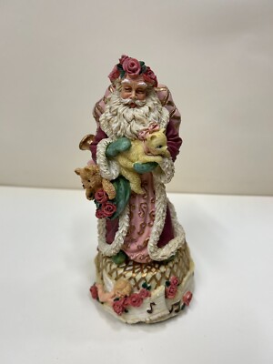 Toyland Santa #542455 8” Wind-up Music Box Christmas Santa Claus Vintage Antique-image
