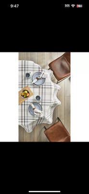 NWT Better Homes & Garden 70 in. Plaid Round Tablecloth 100% Cotton-image