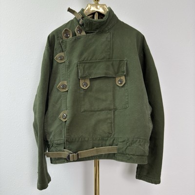 Vintage 1960s Swedish Military Motorcycle Jacket Original Stencil CBV Size C50-image
