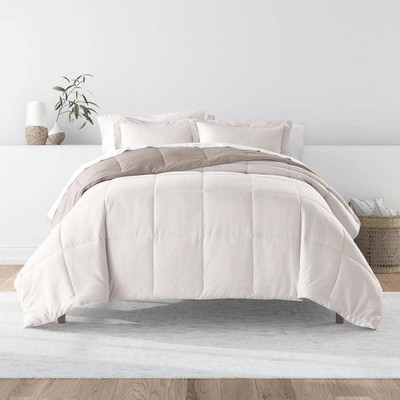 Natural and Latte Microfiber Down Alternative King/Cal King Reversible Comforter-image