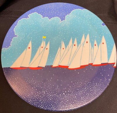 Vintage Sailboats & Ocean Melamine Plate by Design Imports, Ltd.-Made in Italy-image