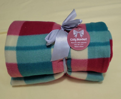 Warm Plaid Polyester Cozy Blanket, Throw 71 X 54-image