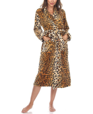 White Mark Plus Size Cozy Loungewear Only Belted Robe Animal Print L/XL-image