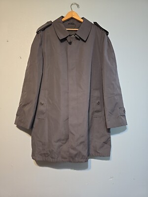 Vtg Oleg Cassini Trench Coat Gray Thermolite Removable Liner Sz 40 REG-image