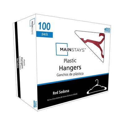 Mainstays Plastic Notched Adult Hangers, Red Sedona 100 Count-image
