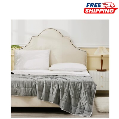 10lb Twin Size Cooling Weighted Blanket in Space Grey - All Seasons Comfort-image