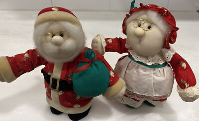 Christmas Vintage Wind Up Animatronic Santa & Mrs. Clause 10” Taiwan VIDEO-image