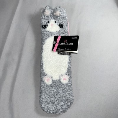 Cuddl Duds Girls Cozy Lounge Socks 2-PAIR SET Kitty Cat Super Soft SHOE SIZE 9-4-image