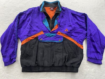 Vintage 80s 90s Le Coq Sportif Colorblock Jacket Coat Men’s Size Medium Purple-image