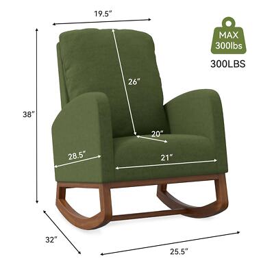 Modern Nursery Rocking Recliner Chair Plush Upholstered Seat Cozy Comfort-image