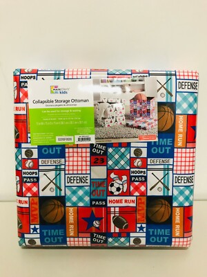 Ottoman Storage Kids Sports Collapsible Storage , Red, White & Blue- Brand new-image