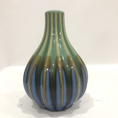 Pier 1 Imports Bud Vase Abstracts Colors Design 6” Tall, 1” Diameter-image