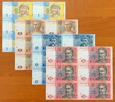 Ukraine, Complete SET of UNCUT SHEETS x 6 PCS, 1 - 10 Hryven 2015 - 2018 - UNC-image