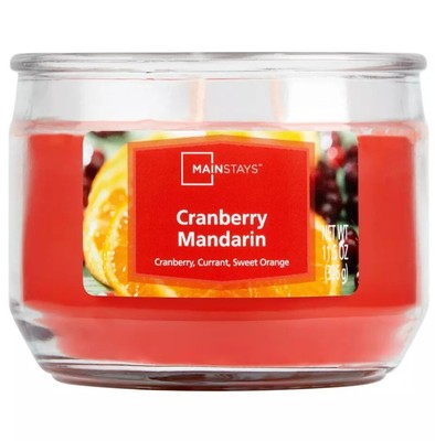 Mainstays Cranberry Mandarin Scented 3-Wick Glass Jar Candle, 11.5 oz.-image