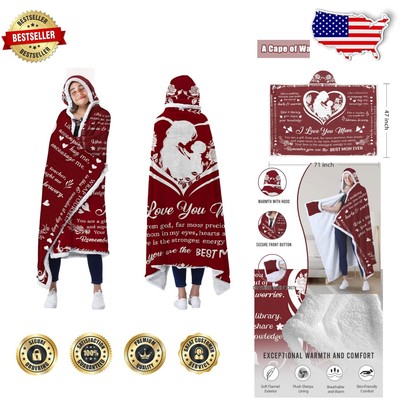 Machine Washable Gift for Mom: Cozy Fleece Blanket Hoodie with Love Theme-image
