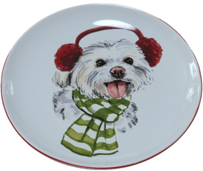 Pier 1 Imports Christmas Puppies Plate 7.75