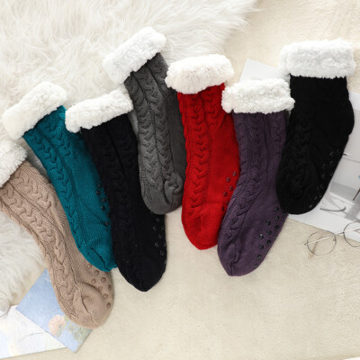 Winter Anti Slip Warm Fleece-Lined Slipper Socks Thickening Sleep Floor Socks -image