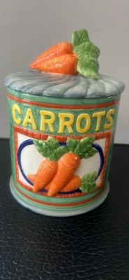 Jay Imports Large Canister Cookie Jar Carrots Design Ceramic-image