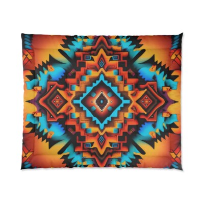 King Size Southwestern Aztec Comforter Home Decor Navajo Cabin Native American-image