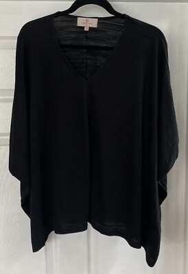 Laurie Felt Oversized Knit Top with V-Neck- BLACK, XS/S coverup soft & cozy-image