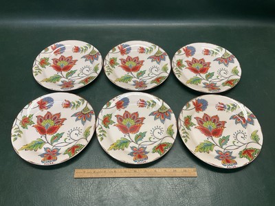 Set of 6 PIER 1 IMPORTS Elizabeth Jacobean Print Floral Ironstone Salad Plates-image