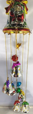 Vintage Avon Christmas Porcelain Shimmering Bell Santa Wind Chime 1998  (HOB)-image