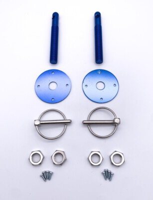 Blue Universal Aluminum Hood Pin Kit 1/4