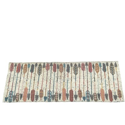Vintage pier 1 one native feathers design table runner decor hand beaded 13x35” -image