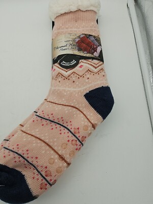 FASHION BY MIRABEAU ALPS CABIN THERMAL SLIPPER SOCKS SUPER SOFT NON-SLIP ONE...-image