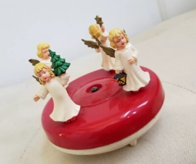 Vintage West Germany Celluloid Angel Music Box. Working Plays Christmas Song-image