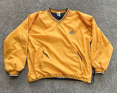 Champion Windbreaker Mens Large Orange Jacket Vintage V Neck-image