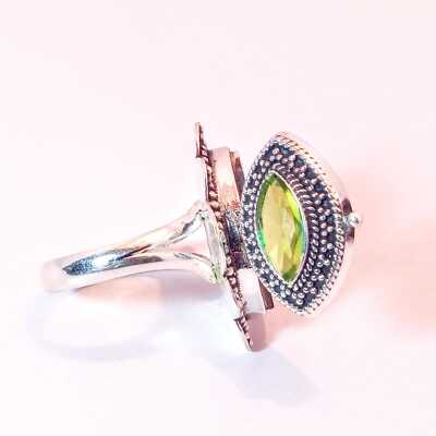 Poison Ring, Peridot Gemstone Handmade Poison Ring, 925 Sterling Silver Box Ring-image