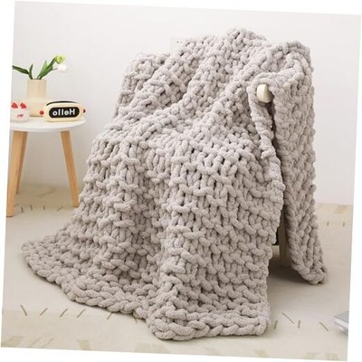 Knit Blanket Cream Soft Washable Chenille Throw Blanket Cozy 40