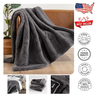Fuzzy Fluffy Faux Fur Throw Blanket for Ultimate Warmth - 60x47 Modern Style-image