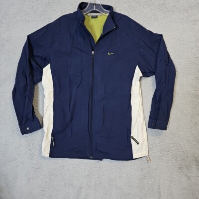 Vintage Y2k Nike Ful Zip Jacket Wind Breaker Navy Lime Green Spell Out Men's L -image