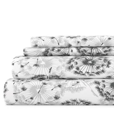 Becky Cameron Sheet Set Full Hypoallergenic Microfiber Floral in Gray 4-Piece-image