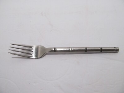 Pier 1 Imports Stainless Steel 18/8 Bamboo Handle Design Dinner Fork-image