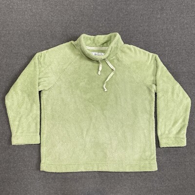 Muk Luks Size Large Pullover Green Super Cozy Fleece Funnel Neck Drawstring Top-image