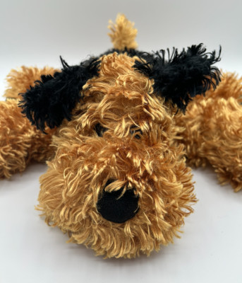 Pier 1 Imports Retired Plush Puppy Dog Terrier Brown Black Stuffed Animal Toy-image