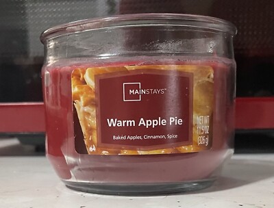 Mainstays Warm Apple Pie Scented 3-Wick Glass Jar candle 11.5 oz-image