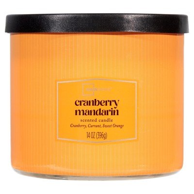 3 Pack，Mainstays 3-Wick Textured Wrapped Cranberry Mandarin Candle, 14 oz-image
