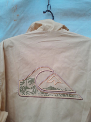 Vintage Quicksilver Wind Breaker Jacket Mens Small Yellow Embroidered Logo Lined-image
